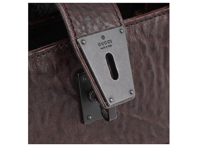 Gucci Tote in pelle marrone con chiusura a girevole 2002 - vista 11