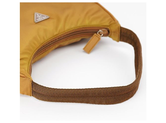 Prada Borsa Mini Hobo MV515 Beige Tessuto - vista 10