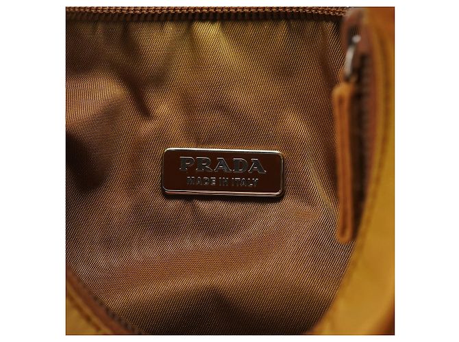 Prada Borsa Mini Hobo MV515 Beige Tessuto - vista 12