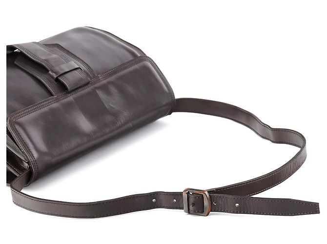Yves Saint Laurent Borsa a tracolla con patta in pelle marrone - vista 10