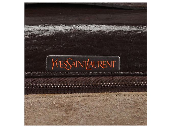 Yves Saint Laurent Borsa a tracolla con patta in pelle marrone - vista 12