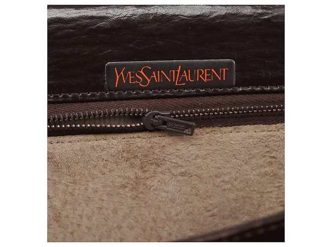 Yves Saint Laurent Borsa a tracolla con patta in pelle marrone - vista 13