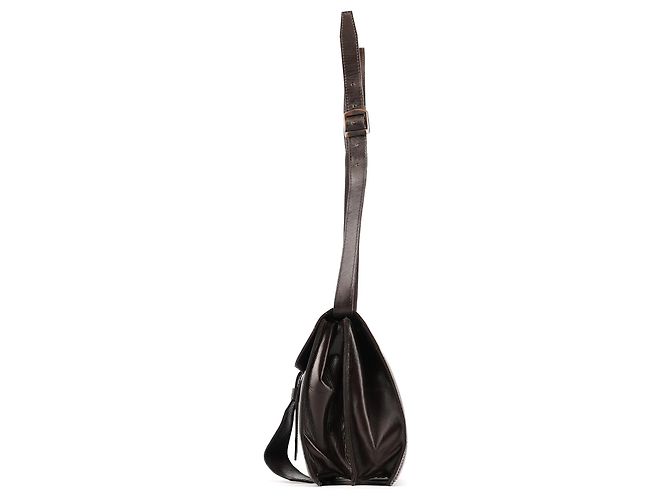 Yves Saint Laurent Borsa a tracolla con patta in pelle marrone - vista 2