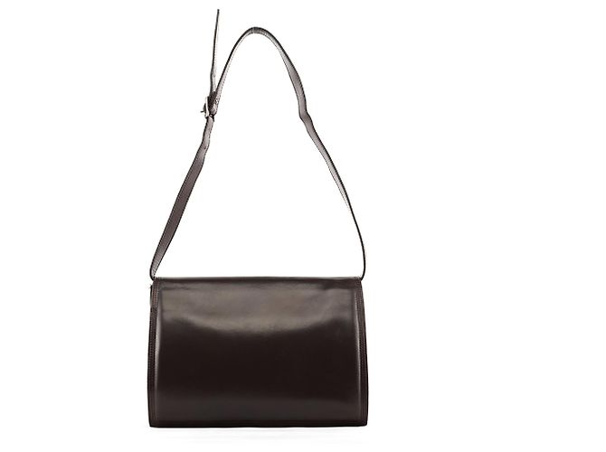 Yves Saint Laurent Borsa a tracolla con patta in pelle marrone - vista 3