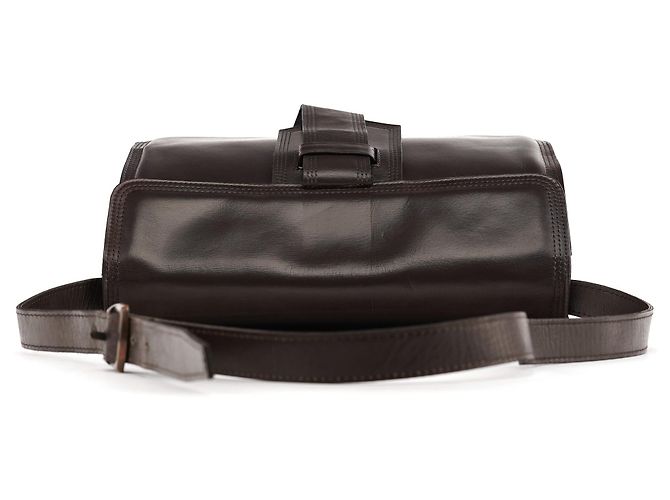 Yves Saint Laurent Borsa a tracolla con patta in pelle marrone - vista 4