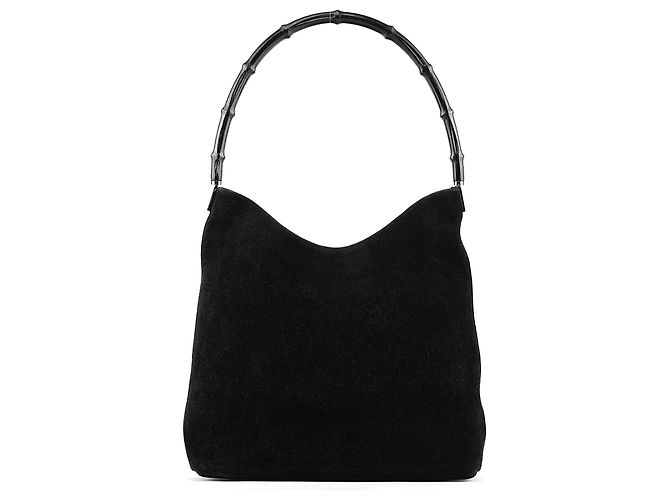 Gucci 001 3244 Borsa a spalla in camoscio nero Bamboo - vista 3