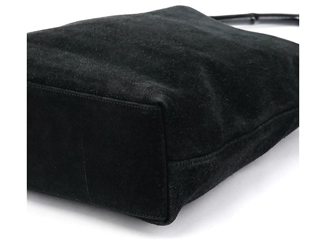 Gucci 001 3244 Borsa a spalla in camoscio nero Bamboo - vista 6
