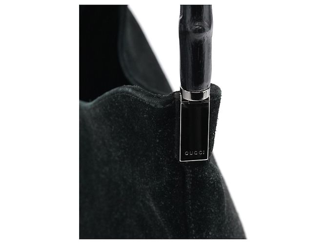 Gucci 001 3244 Borsa a spalla in camoscio nero Bamboo - vista 7