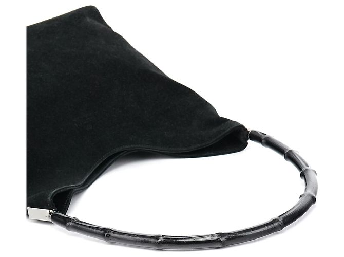 Gucci 001 3244 Borsa a spalla in camoscio nero Bamboo - vista 8