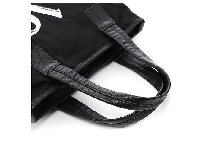 Chloé Borsa Tote in nylon nero con logo argento - vista 10