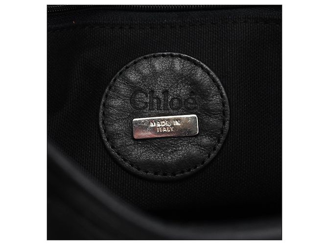 Chloé Borsa Tote in nylon nero con logo argento - vista 13