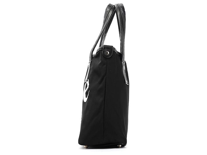 Chloé Borsa Tote in nylon nero con logo argento - vista 2
