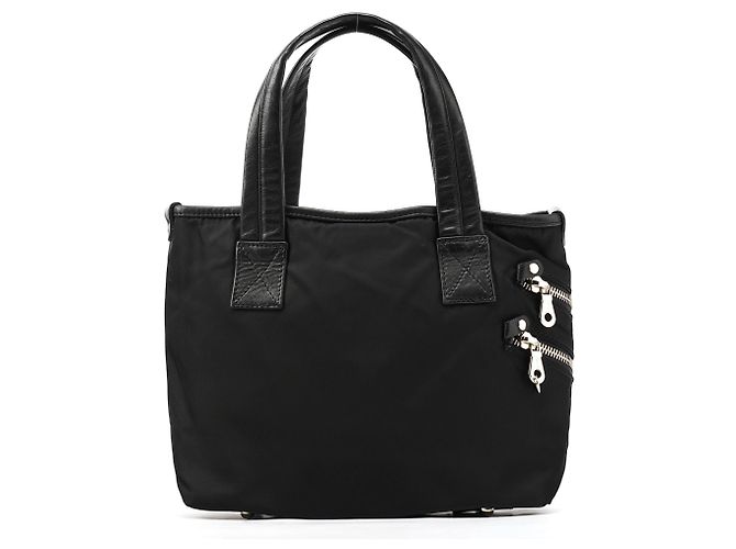 Chloé Borsa Tote in nylon nero con logo argento - vista 3