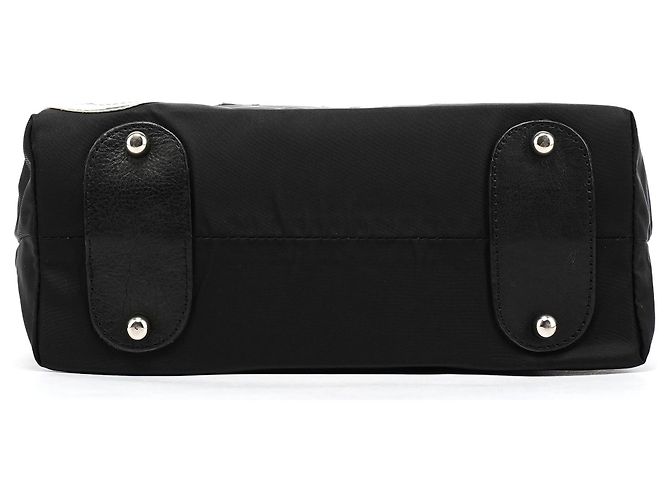 Chloé Borsa Tote in nylon nero con logo argento - vista 4