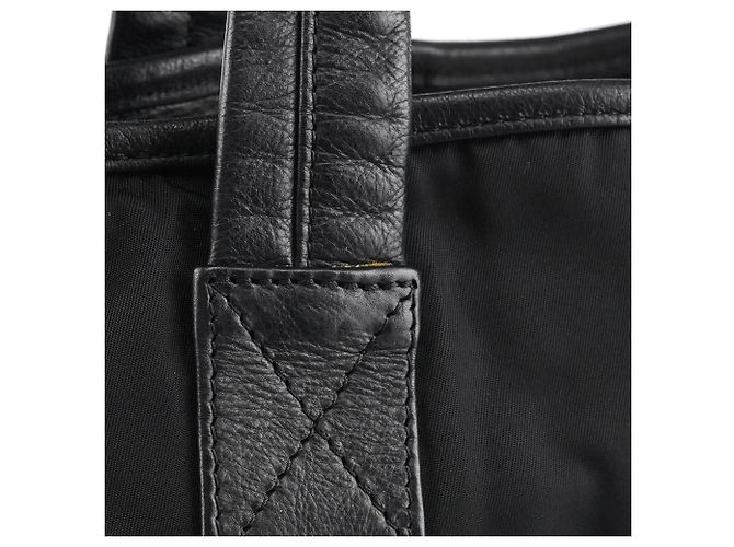 Chloé Borsa Tote in nylon nero con logo argento - vista 6