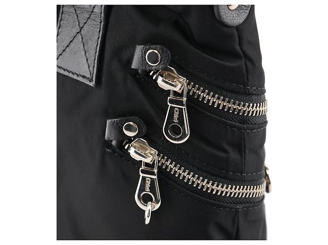 Chloé Borsa Tote in nylon nero con logo argento - vista 7