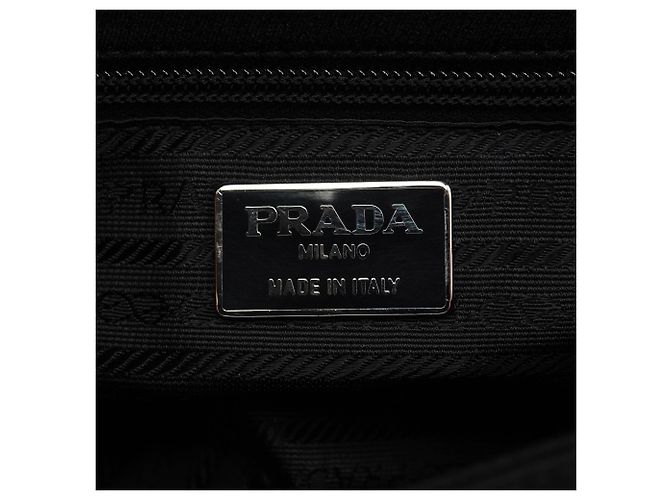 Prada B6436 Borsa a tracolla in nylon Tessuto Swing nera con catena - vista 14