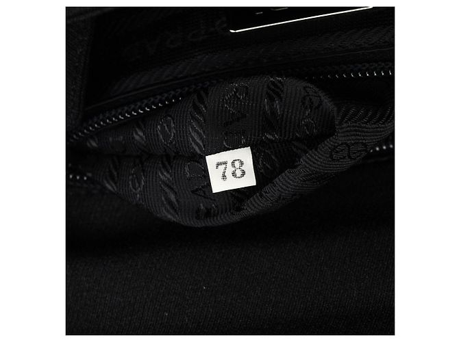 Prada B6436 Borsa a tracolla in nylon Tessuto Swing nera con catena - vista 16