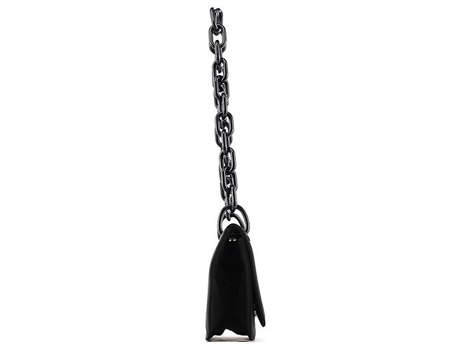 Prada B6436 Borsa a tracolla in nylon Tessuto Swing nera con catena - vista 2