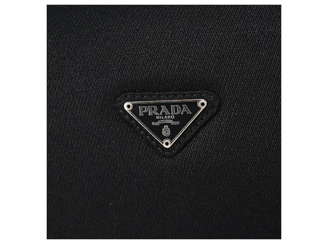 Prada B6436 Borsa a tracolla in nylon Tessuto Swing nera con catena - vista 6