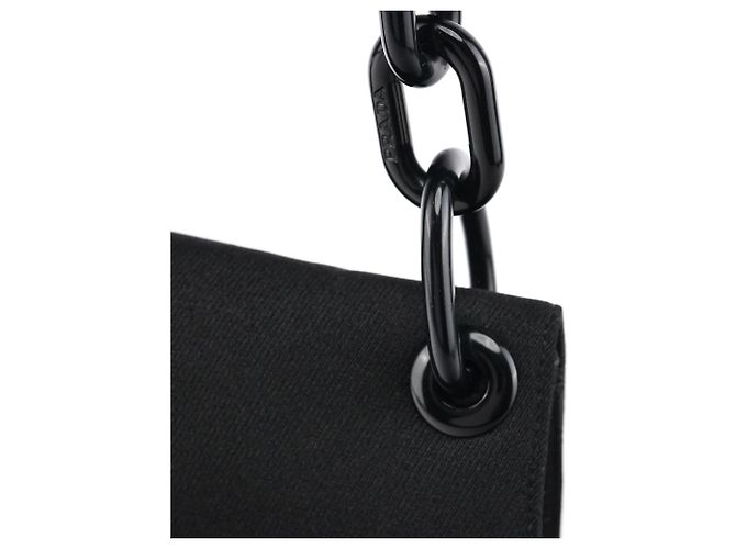 Prada B6436 Borsa a tracolla in nylon Tessuto Swing nera con catena - vista 7