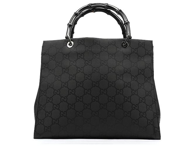 Gucci 002 1010 Black GG Bamboo Tote Bag - vista 3