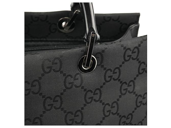 Gucci 002 1010 Black GG Bamboo Tote Bag - vista 5