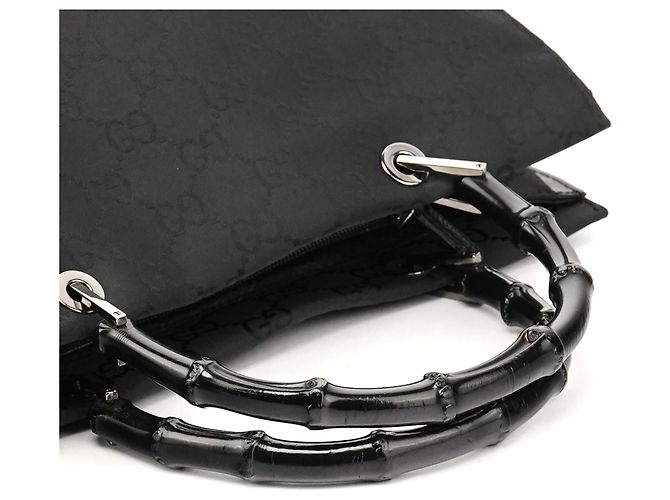 Gucci 002 1010 Black GG Bamboo Tote Bag - vista 8
