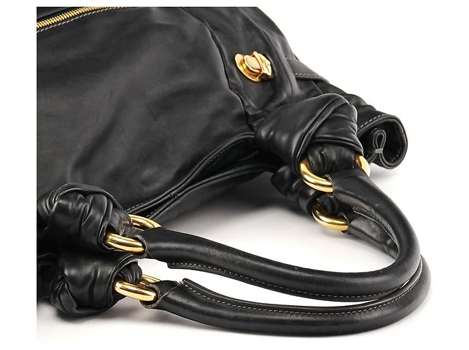 Marc Jacobs Borsa Tote in pelle nera con manici annodati - vista 10