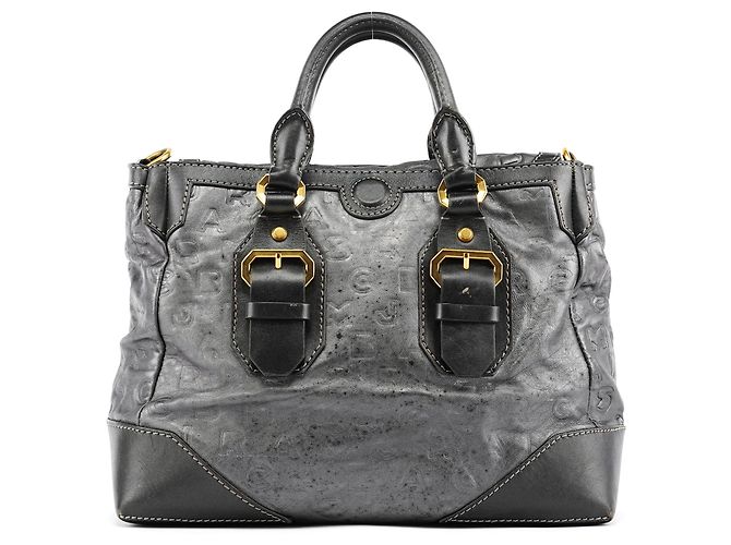 Marc Jacobs Borsa 2-Way in pelle grigia con logo impresso - vista 3