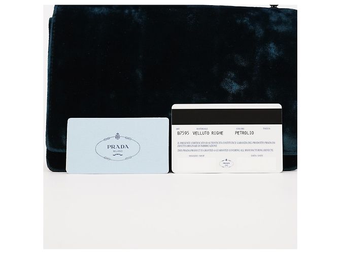 Prada B7595 Deep Blue Velluto Righe Shoulder Bag - vista 10