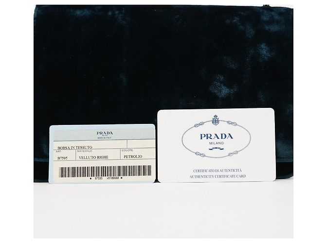 Prada B7595 Deep Blue Velluto Righe Shoulder Bag - vista 11
