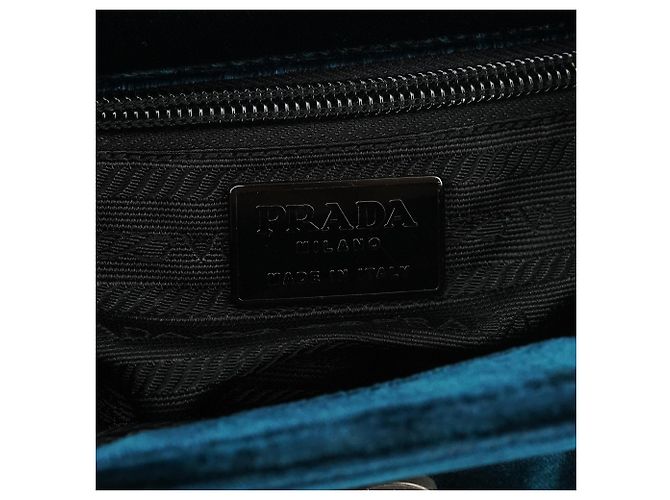 Prada B7595 Deep Blue Velluto Righe Shoulder Bag - vista 12