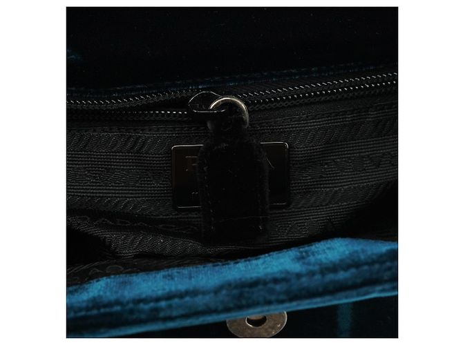Prada B7595 Deep Blue Velluto Righe Shoulder Bag - vista 13