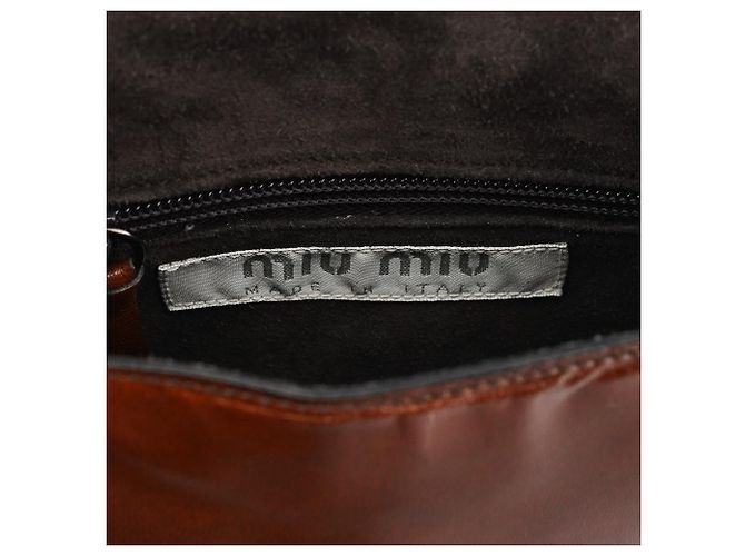 Miu Miu Borsa a tracolla in pelle marrone con patta - vista 10