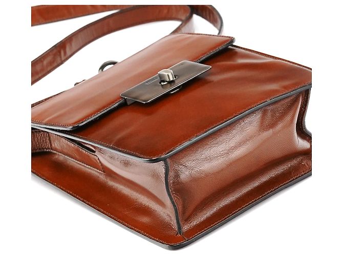 Miu Miu Borsa a tracolla in pelle marrone con patta - vista 7