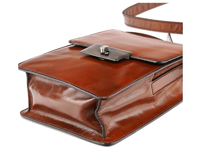 Miu Miu Borsa a tracolla in pelle marrone con patta - vista 8