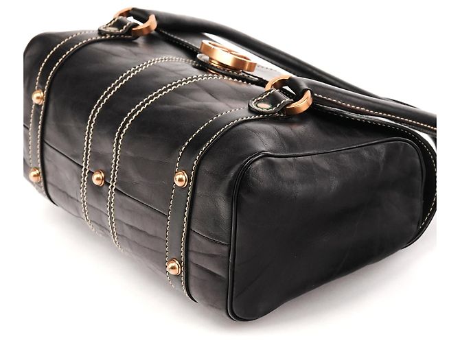 Gucci Borsa Bowling GG 124245 in pelle di vitello nera - vista 8