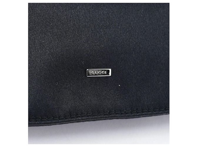 Gucci Borsa a tracolla in raso nero con coulisse - vista 5