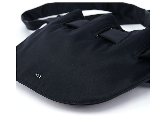 Gucci Borsa a tracolla in raso nero con coulisse - vista 7