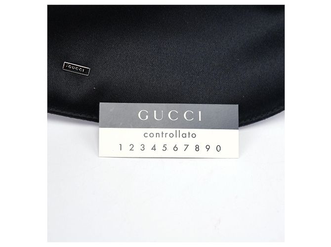 Gucci Borsa a tracolla in raso nero con coulisse - vista 9