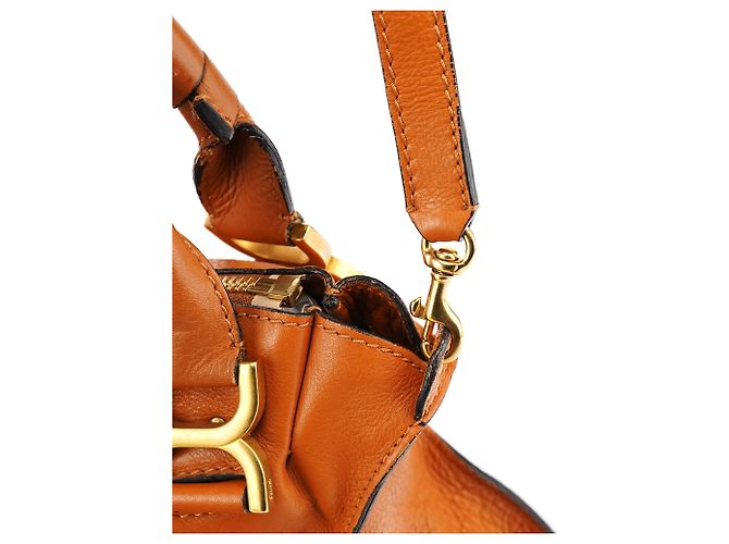 Chloé Borsa Marcie 2-Way in pelle arancione - vista 12