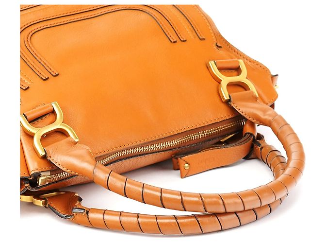 Chloé Borsa Marcie 2-Way in pelle arancione - vista 15