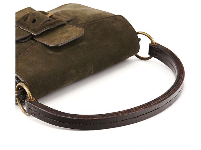 Miu Miu Bolsa de Ombro com Fivela em Camurça Khaki - vista 10