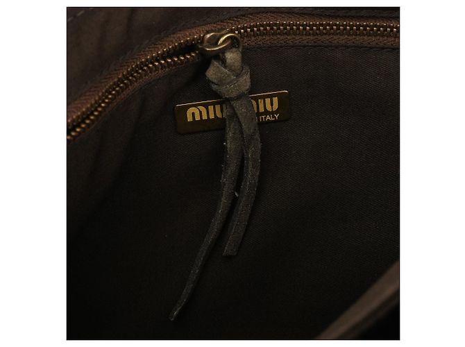 Miu Miu Bolsa de Ombro com Fivela em Camurça Khaki - vista 13