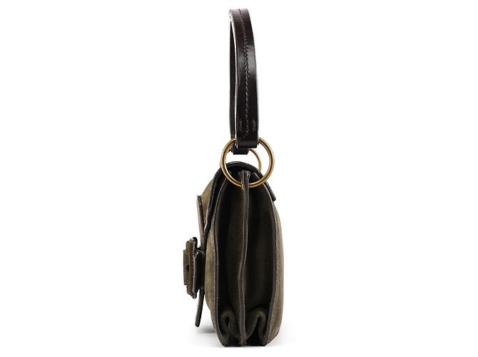 Miu Miu Bolsa de Ombro com Fivela em Camurça Khaki - vista 2