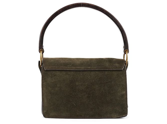 Miu Miu Bolsa de Ombro com Fivela em Camurça Khaki - vista 3