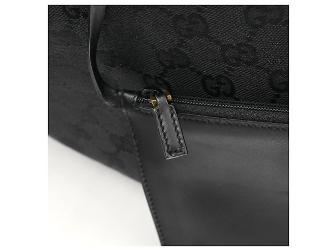 Gucci Borsa a tracolla con coulisse in tela GG nera 90640 - vista 10