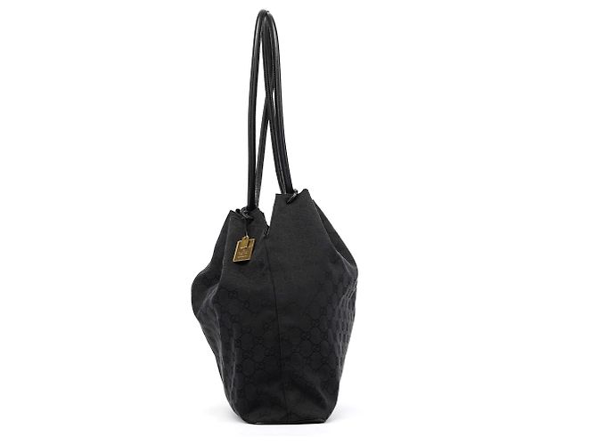 Gucci Borsa a tracolla con coulisse in tela GG nera 90640 - vista 2