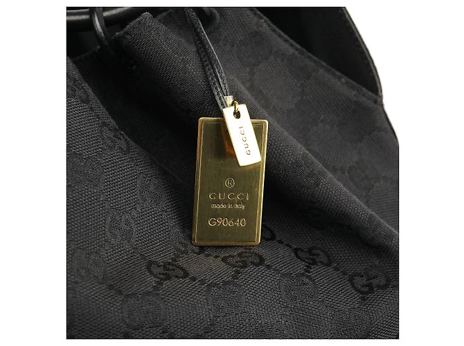 Gucci Borsa a tracolla con coulisse in tela GG nera 90640 - vista 5